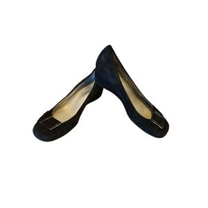 Anne Klein Black Flats with Gold Buckle